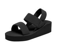 Generisch Sandals Women's Black Platform Wedge Sandals Women's Elegant Summer Shoes Comfortable Open Beach Sandals Lightweight Wedge Sandals Non-Slip Leisure Sandals Soft Soles Toe Sandals, BK2, 8 UK