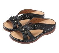 Generisch Sandals Women's Flip Flops Orthopaedic Comfort Feet Plantar Fasciitis Arch Support Orthotic Slides Sandals Summer Flip Flops Lightweight Outdoor Sandals Yoga Foot Bed Toe Post Mules, black