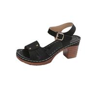Generisch Sandals Women's Heel Block Heel Sandals Heel Shoes Summer Shoes Open Heel Patent Women Sandals Women's Pumps High Heels with Block Heel Strap Pumps Water Sports Shoes, black, 7 UK