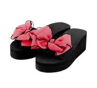 Generisch Sandals Women's High Heel Slippers with Bowknot Thick Bottom Slippers Non-Slip Wear Summer Shoes Leisure Shoes Lightweight Beach Sandals Indoor/Outdoor Flip Flops Walking Sandals, Hot pink