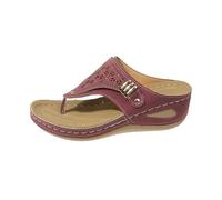 Generisch Sandals Women's Orthopaedic Flip Flops Comfort Feet Plantar Fasciitis Arch Support Orthotic Slides Sandals Chic Toe Post Mules Summer Flip Flops Yoga Foot Bed Holiday Slippers, red, 10 UK