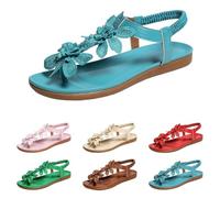 Generisch Sandals Women's Orthopaedic Summer Elegant Cool Sandals Comfortable Bohemia Flip Flops Flat Soft Beach Shoes Casual Open Toe Separator Summer Shoes Beach Shoes Soft Soles, Blue A, 7 UK