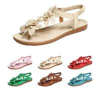 Generisch Sandals Women's Orthopaedic Summer Elegant Cool Sandals Comfortable Bohemia Flip Flops Flat Soft Beach Shoes Casual Open Toe Separator Summer Shoes Beach Shoes Soft Soles, Beige A, 6 UK