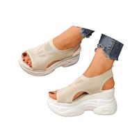 Generisch Sandals Women's Platform Sandals Made of Breathable Mesh - Comfortable and Elegant Summer Shoes for the coming season., khaki, 7 UK