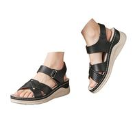 Generisch Sandals Women's Seasonal Comfort Sandals with Easy Closure for Everyday and Summer Lightweight Casual Sandals for All Day Support and Breathability, black, 5 UK