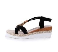 Generisch Sandals Women's Stylish Bohemian Style Open Toe Sandals Comfortable Wedge Heel Ideal for Casual Summer Outings Holiday on the Beach, black, 6 UK