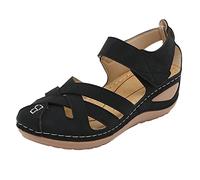 Generisch Sandals Women's Summer Mules Comfortable Sandals Breathable Women Summer Beach Fashion Wedges Piep Shoes Toe Comfortable Women, black, 6 UK