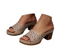 Generisch Sandals Women's Summer Platform Sandals with Chunky High Heel Open Toe Beach Flip Flops Comfortable Casual Shoes for Outdoor Activities This Season, khaki, 5 UK