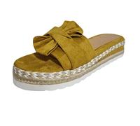 Generisch Sandals Women's Summer Sandals with Breathable Woven Design for the Beach Flat Slip-On Shoes with Toe Freedom Arch Support, yellow, 6 UK