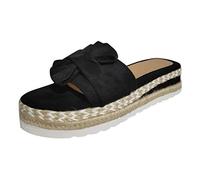 Generisch Sandals Women's Summer Sandals with Breathable Woven Design for the Beach Flat Slip-On Shoes with Toe Freedom Arch Support, black, 5 UK