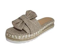 Generisch Sandals Women's Summer Sandals with Breathable Woven Design for the Beach Flat Slip-On Shoes with Toe Freedom Arch Support, khaki, 10 UK