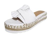 Generisch Sandals Women's Summer Sandals with Breathable Woven Design for the Beach Flat Slip-On Shoes with Toe Freedom Arch Support, White, 5 UK