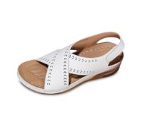 Generisch Sandals Women's Summer Shoes Slippers Slides Summer Foreign Trade Hang With Europe The United States Sandals Lightweight Hollow Plain Slippers, White, 8.5 UK