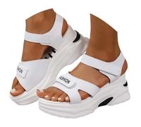 Generisch Sandals Women's Summer Wedge Sandals Breathable Platform Espadrilles Casual Beach Yoga Slip-On Shoes with Sole for Outdoor Walks Travel Party, White, 9 UK