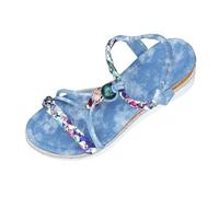 Generisch Sandals Women's Trendy Women's Sandals with Open Toe for Leisure Holiday Beach Days Work Perfect Summer Companion with Medium Heel Slip Design, blue, 8 UK
