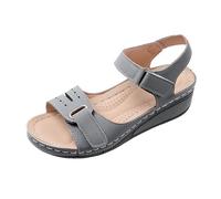 Generisch Sandals Women's Wide Summer Sandals Women's Platform Summer Front Closed Elegant Wide H Sandals with Heel Gladiator Sport for Beach & Holiday, gray, 8.5 UK