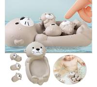 Generisch Sandpit Toy 3 Pieces Otter Bath Toy Easy to Clean Stacking Rubber Bath Toy 1 Mother Otter and 3 Baby Otter Cute Floating Pool Toy