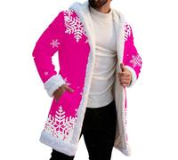Generisch Santa Claus Coat Red Christmas Cape with Hood Winter Oversize Christmas Jacket Ugly Xmas Evening Dress Christmas Party Cardigan with Plush Lining Christmas Costume for Men, O Hot Pink, XL