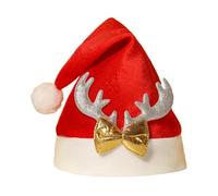 Generisch Santa Hat - Cute Party Hats with Reindeer Antlers | Thicker Holiday Hat for Christmas, for Children, Teenagers, Birthdays, Holidays, New Year's Eve