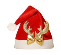 Generisch Santa Hat, Soft Party Headgear with Reindeer Antlers, Festive Unisex Hat, for Women, Girls, Teenagers, Birthday, Holidays and New Year