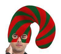 Generisch Santa Hat, Striped Candy Canes Headpiece, Christmas Hat with Face Cover and Candy Canes Design, for Adults for Festive Costume Parties