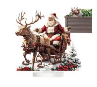 Generisch Santa Sleigh Reindeer Christmas Figure, Stag Sleigh Santa Statue, 2D Acrylic on Sleigh with Reindeer Decorations, Reindeer Sleigh, Santa Claus, Collectable Miniature