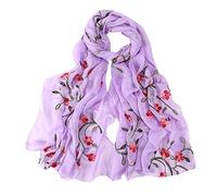 Generisch Scarf Blue Women's Headband Hijabs Muslim Scarf Embroidery Hijab Scarves Women Wrap Chiffon Scarf Ski Scarf Girls, Light purple, One Size