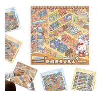 Generisch Scene Sticker Book, Miniature Shop Scene Stickers, DIY Cartoon Decals with Fun Craft Designs, Cartoon Craft Decals, Fun Activity, Rainy Day Activity for Evening Relaxation