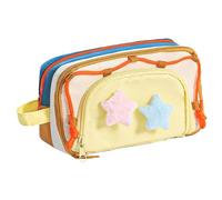 Generisch School Pencil Case Zip Large Capacity Aesthetic, Yellow, Siehe Beschreibung