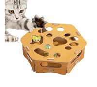 Generisch Scratching Board Toy Made of Wood, Interactive Cat Nail File Scratcher with 3 Bell Balls, for Cat for Playing, Movement and Hunting