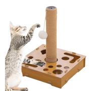 Generisch Scratching Puzzle for Cats to Enrich as a Play Box - Wooden Activation Mat with Labyrinth Design - Scratching Puzzle with Bell Ball, for Pets such as Cats and Small Dogs