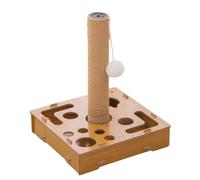Generisch Scratching Puzzle for Cats to Enrich as a Play Box, Wooden Activity Board, Includes Bell Ball and Cat Claw File, for Dogs, Kittens, Puppies, Rabbits for Home and Indoor Use