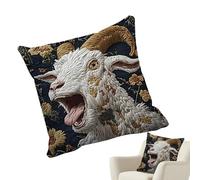 Generisch Screaming Goat Cushion Cover, 46 x 46 cm, Plush Goat Screaming Cushion Cover, Soft Cushion Cover - For Sofa, Couch, Chair, Bed, Living Room, Bedroom, Farm, Animal Lover, Country