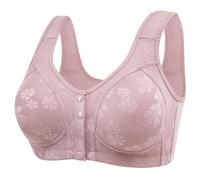 Generisch Seamless Bras Women's Without Underwire Bra with Front Closure, Smooth Comfort Full Cup Padded Bustier, Floral Lace Bralette, Soft Bra, Comfortable T-Shirt Soft Bra, pink, 20