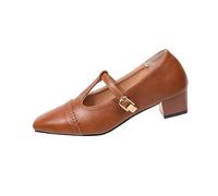 Generisch Seasonal women's model with thick wooden heel for summer holiday comfort, elegant everyday suitability, brown, 2 UK