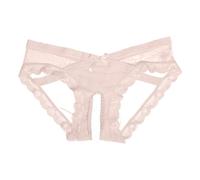 Generisch Seductive transparent lace embroidered briefs with open back for breathable, unbeatable softness, sensational, White, M