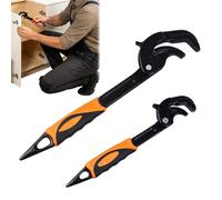 Generisch Self-adjusting pipe wrench, 2-piece carbon steel hand tool, adjustable pipe wrench, for car, toilet, sink, tap, maintenance, repair at home, car