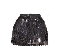 Generisch Sequin Skirt Girls Black Silver Pink Steampunk Tassel Skirt Belly Dance Hip Scarf Tassel Sequins Skirt Tassel Carnival Skirt Skirts Rave Outfit Belly Dance Costume Belly Dancer