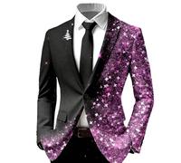 Generisch Sequin Suit Men's Jacket Glitter Jacket Carnival Costume Blazer 90s Suits Slim Fit One Button Jacket Fancy Dress Party Jacket Wedding One Button New Year's Eve Shiny Suit Jacket, O Light