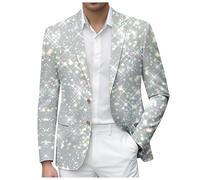Generisch Sequin Tuxedo Coat for Formal Occasion Elegant Evening Wear Sparkly Bridesmaid Jacket for Business Events, clear, M