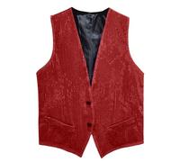 Generisch Sequin Vest Men's Sleeveless Party Blazer Gold Glitter Jacket Slim Fit Suit Vest Vintage 70s Carnival Disco Suit Vests Sequin Vest Theme Party Stage Costume, red, M
