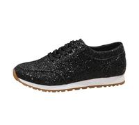 Generisch Sequins Casual Lace Up Sports Shoes Trainers Glitter Breathable Crystal Bling Women's Running Shoes, black, 8.5 UK