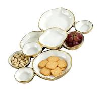Generisch Serving Bowl Set - Multi-Tier Modern Metal Serving Plate, White Gold Cluster Serving Plate, for Pasta, Snacks, Desserts, Appetizers, Parties, Holidays, Weddings, Buffets &