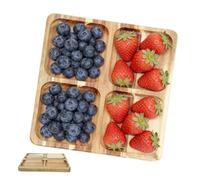 Generisch Serving Plate with Dividers, Square Wooden Plate for Food, Serving Plate with Compartments, for Appetizers, Desserts, Cakes at Home or Restaurant