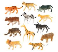 Generisch Set of 12 Jungle Animal Figures Plastic for Educational Play Creative Learning Adventures in the Children's Zoo with Wild Animals for Early Childhood (Multicoloured, One Size)