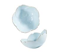 Generisch Set of 2 mini dessert bowls, mini dip bowls, flower, snack serving bowls, ceramic bowls, sauce bowl, for appetizers, ketchup, soybeans, sushi, soy sauce, vinegar (blue)