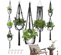 Generisch Set with Plant Hangers - 5 Pieces Boho Decorative Baskets, Various Sizes Flower Pot Hanging Basket for Succulents Ivy Ceiling Wall Hooks Balcony Railing Bedroom