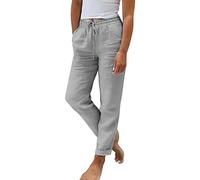 Generisch Sewing Pattern Women Trousers Beginners Waist Plain Cotton Linen Wide Leg Loose Pants Waterproof Trousers Women 36 (Grey, XL)