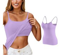Generisch Sexy Halter Summer Shirt Loose Lace Top Casual Sleeveless Camisole Shirt Spaghetti Straps Camisole Top Pyjama Top, Pajamas B2-Purple, L