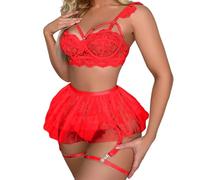 Generisch Sexy Nurse Lacquer Women's Lingerie in Blue and Black Plain Lace and Mesh Embroidery Belt for All Seasons Nursing Lingerie, red, S